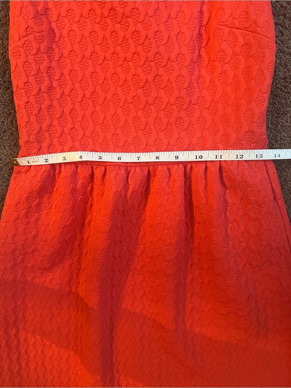 Maeve Coral Scoop-Neck Textured Mini Dress - Picture 6 of 9